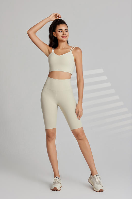 哈瓦塔升级罗纹固定胸杯运动套装 跑步 瑜伽 商品图7