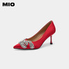 MIO米奥秋季新璀璨闪钻尖头细跟银色高跟鞋婚鞋单鞋女鞋M234401082 商品缩略图1