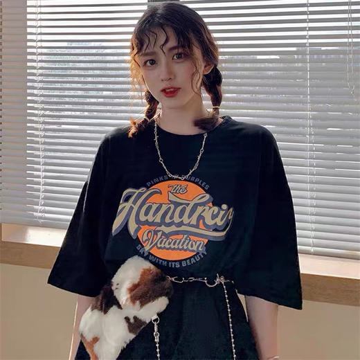 【网红上衣女ins潮流夏季新款t恤】日系学生可爱卡通圈圈百搭宽松短袖t恤，款式百搭任意搭配，随意穿搭，宽松休闲风，显瘦显高，单品必备 商品图0