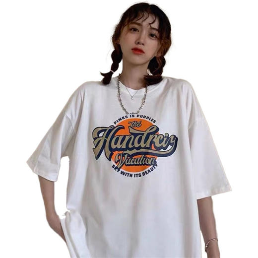 【网红上衣女ins潮流夏季新款t恤】日系学生可爱卡通圈圈百搭宽松短袖t恤，款式百搭任意搭配，随意穿搭，宽松休闲风，显瘦显高，单品必备 商品图4