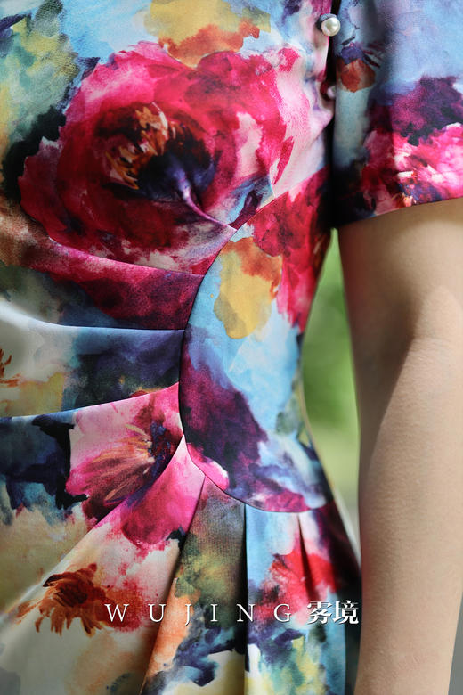 【雾境定制款】 桃花树开原创花色优雅女人味修身显瘦可拆卸袖子两穿 连衣裙 3022147 商品图7