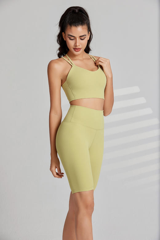 哈瓦塔升级罗纹固定胸杯运动套装 跑步 瑜伽 商品图8