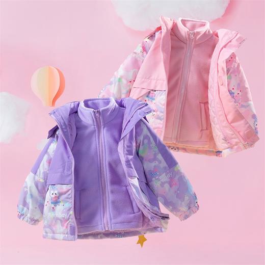 贝贝怡女童外套冲锋衣春秋防水透气高颜值款一衣三穿冲锋衣两件套223S3117 商品图3