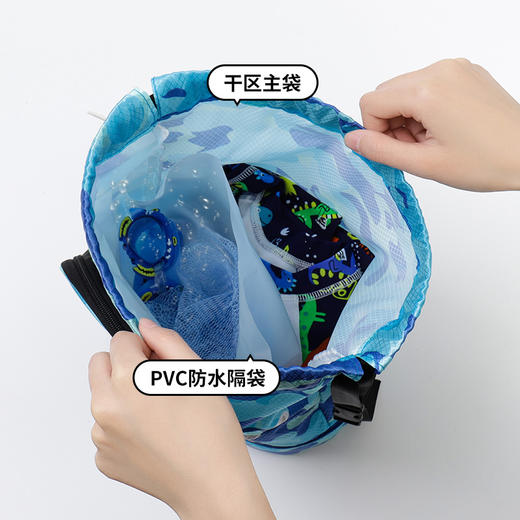 【夏日玩水游泳装备必备！萌趣卡通儿童游泳包】干湿分离防水，防泼水底部鞋仓，防刮耐磨，游泳包儿童收纳袋男女童可爱卡通运动便携沙滩双肩包-SH 商品图3