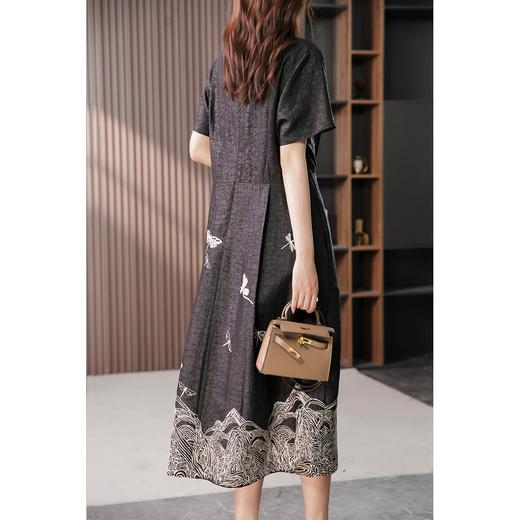 YX【定制15天】刺绣真丝连衣裙女2024夏季新款龟纹裂复古旗袍桑蚕丝长裙子 商品图3