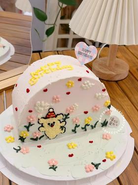 【生日蛋糕】手绘小狗花园款
