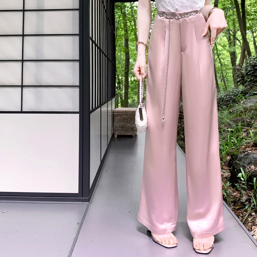 【大货福利，不退不换】  【冰感酸酸裤】休闲百搭气质醋酸阔腿裤&腰链2023夏