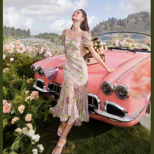 【大货捡漏，不退不换】  【紫晶葡萄】气质泡泡袖轻奢高端连衣裙2023夏季新款 商品图0