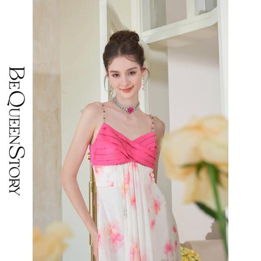 【孤品样衣，不退不换】 【胭脂玫瑰】法式气质时尚长款吊带连衣裙2023夏季新 商品图4