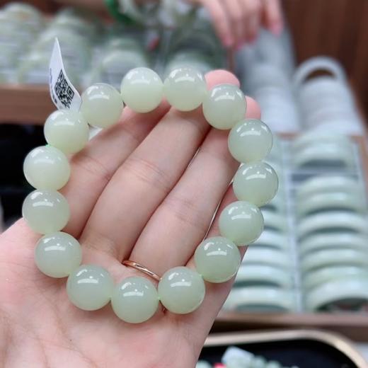 和田玉水青单圈圆珠手串 商品图0