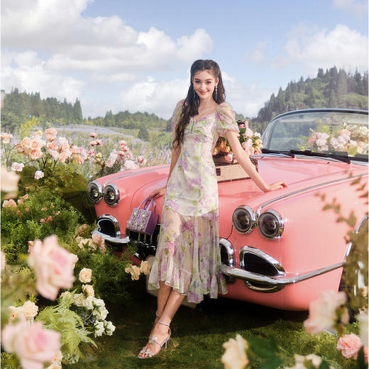 【大货捡漏，不退不换】  【紫晶葡萄】气质泡泡袖轻奢高端连衣裙2023夏季新款 商品图3