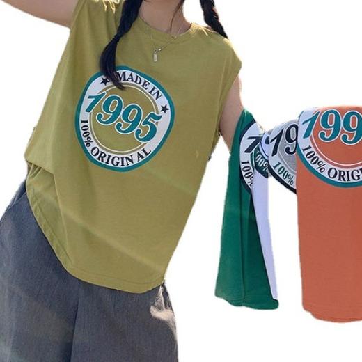 【宽松背心女装无袖T恤夏季2023新款】运动美式复古韩系火上衣潮ins，又结合设计灵感，打造出了带有运动风和韩系元素的精致背心。纯色款式简洁大方，时尚又百搭。 商品图4