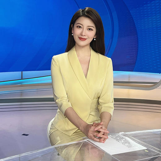 IWY/黄色播音主持人正装女时尚上镜职业套装裙显瘦西装艺考连衣裙Q853 商品图2