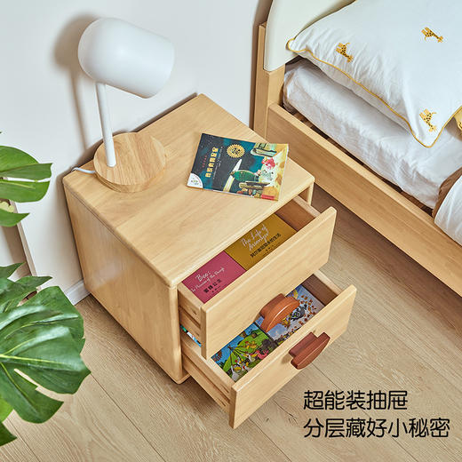 喜梦宝床头柜储物柜双抽分区收纳柜现代简约置物柜可可熊系列 商品图2