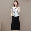 夏季新款，拼接印花裙假两件中长款A字裙妈妈装网纱裙复古旗袍裙QYM-KED-H1207-Y 商品缩略图5