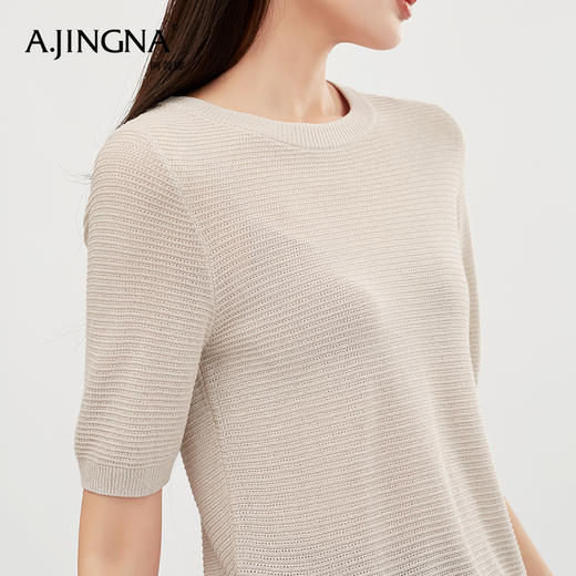 【商场同款】阿菁娜圆领轻薄透气针织衫上衣A28X301012 商品图4