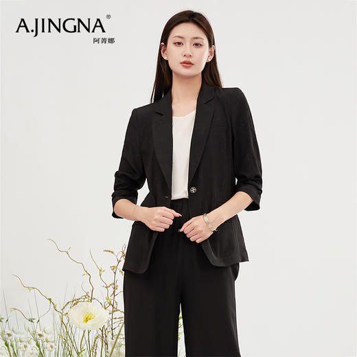 【商场同款】阿菁娜经典时尚黑色西装外套A28X208012 商品图1