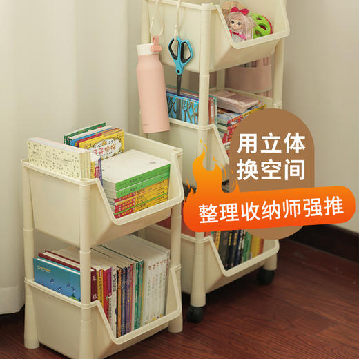 桌下收纳塑料书桌绘本置物架卧室客厅零食收纳儿童小推车 商品图2