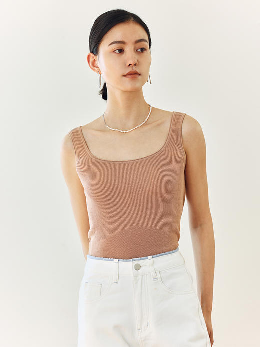 【合作款】HeyDress U领坑条针织背心 商品图3