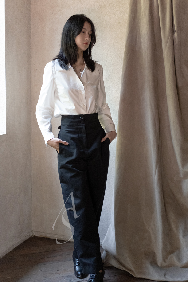 Margaret Howell 黑色丝棉直筒裤