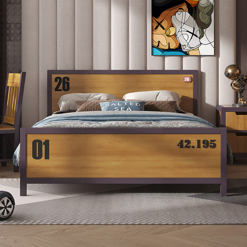 喜梦宝成人床全实木儿童床美式实木床男孩单双人床 马拉松系列