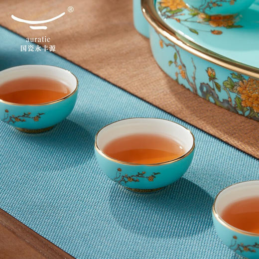 【国瓷·永丰源】夫人瓷西湖蓝陶瓷茶具套装15头功夫茶具 商品图3