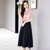 新中式花边领印花立体衬衣搭配高腰显瘦A字半身裙套装HR-WHA628-69 商品缩略图1