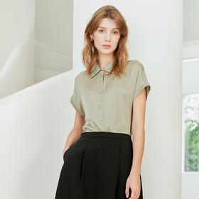 【桑蚕丝短袖衬衫】23年夏季新品女士真丝衬衫薄款短袖百搭上衣