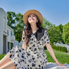 VICTORIA&VERA夏季新款复古水墨设计感撞色娃娃领减龄碎花连衣裙中长款 商品缩略图3