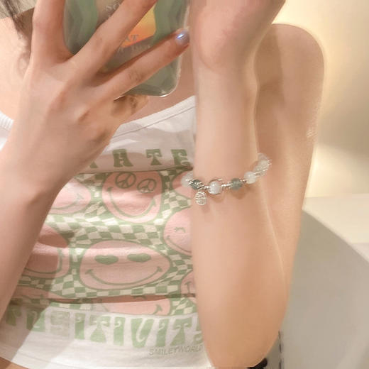 「国潮福牌」猫眼石串珠手链 女ins小众设计福牌吊坠闺蜜珠子手串手饰时尚饰品 商品图1