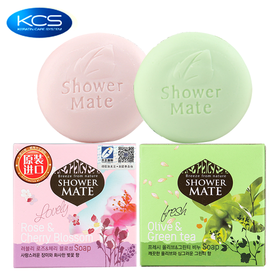 【3块装】韩国进口爱敬KCS玫瑰花香绿茶精油香皂洁面沐浴两用皂香水洗脸皂 100g/块