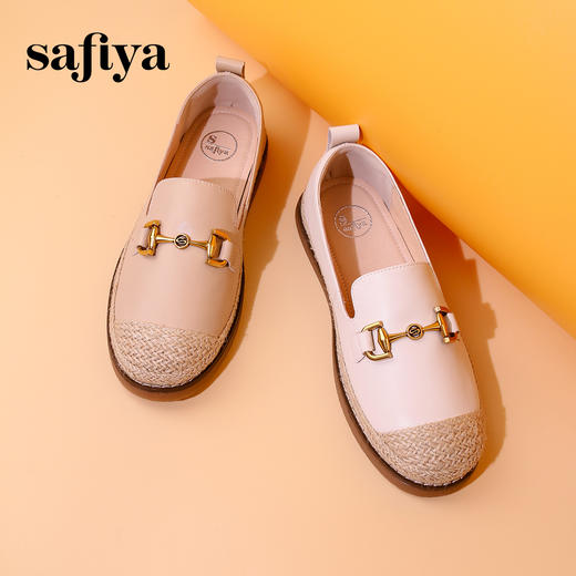 Safiya/索菲娅 2023秋新款外穿一脚蹬休闲编织平底渔夫鞋 SF33112423 商品图7