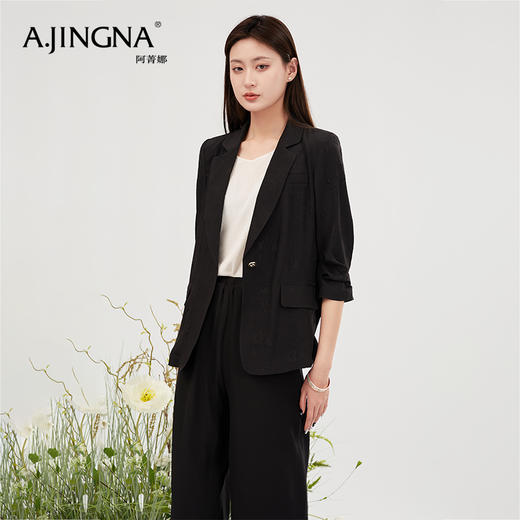 【商场同款】阿菁娜经典时尚黑色西装外套A28X208012 商品图2