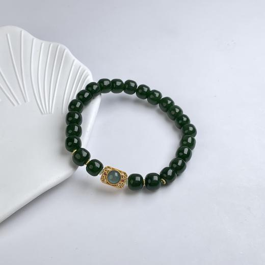 18K碧玉单圈手串-方牌老型珠 商品图0