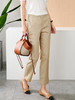 YX【现货7天】休闲裤女烟管裤春季2024新款卡其色直筒裤西装裤九分裤长裤子 商品缩略图0