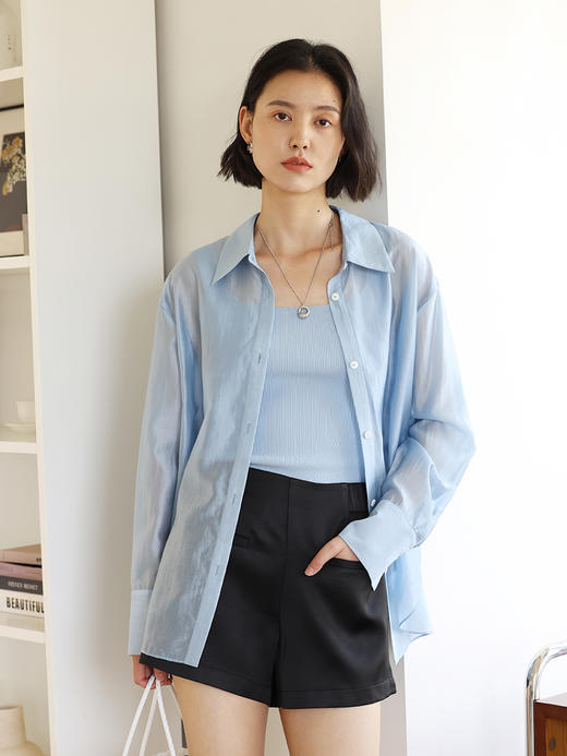 HeyDress黑色缎面短裤女夏季高腰刺绣设计感百搭a字五分裤子 商品图4