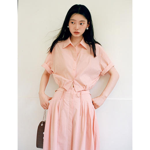 Even Vintage| 彩色女孩 原创设计质感廓形抽绳收腰衬衫半裙套装 商品图3