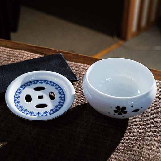 甜白青花银花朵9号水洗 陶瓷茶洗笔洗茶具配件茶道零配 商品图3