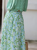 HeyDress法式碎花半身裙女夏季高腰显瘦伞摆半裙绿色印花浪漫裙子 商品缩略图3
