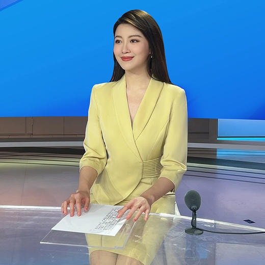 IWY/黄色播音主持人正装女时尚上镜职业套装裙显瘦西装艺考连衣裙Q853 商品图4