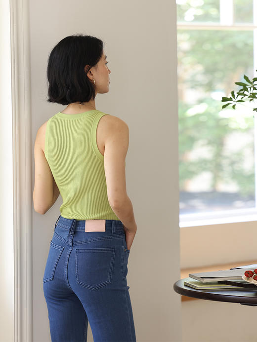 HeyDress法式V领吊带背心女夏季交叠设计感修身坑条无袖别致上衣 商品图3