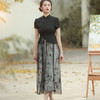 复古个性印花网纱裙两件套旗袍BS2806 商品缩略图1