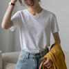 230g精细纯棉V领短袖t恤女宽松百搭显瘦韩版2023夏新款打底衫上衣_HLY 商品缩略图1