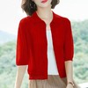 冰丝针织开衫女薄款短款镂空外搭小开衫外套七袖空调衫春夏季圆领DD 商品缩略图1