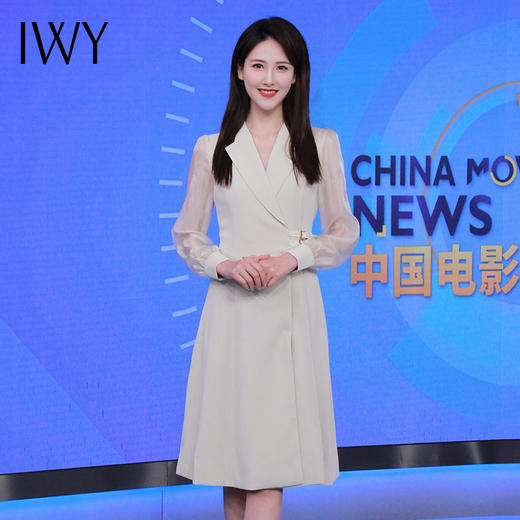 IWY/杏色主持人礼服女小众设计感声乐艺考播音上镜正装西装连衣裙Q729 商品图3