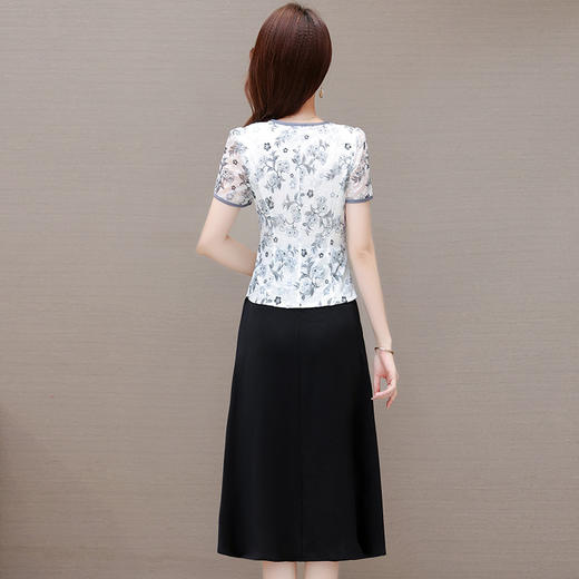 夏季新款，拼接印花裙假两件中长款A字裙妈妈装网纱裙复古旗袍裙QYM-KED-H1207-Y 商品图2