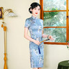WX-D336真丝改良版复古中国风日常短款修身连衣裙少女 商品缩略图3