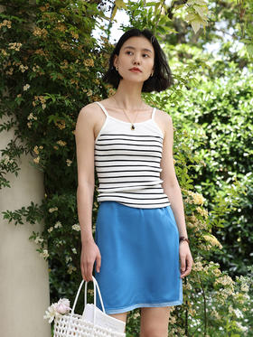 （小眠专属）HeyDress莱赛尔吊带背心女夏季法式条纹撞色设计修身休闲无袖上衣