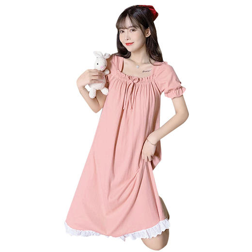 【薄款睡裙韩版ins风宽松2023夏季新款】夏天新款家居服中长裙连体，宽松舒适，中长裙连体设计，简约不失优雅。享受清凉夏日，从此告别闷热。 商品图4