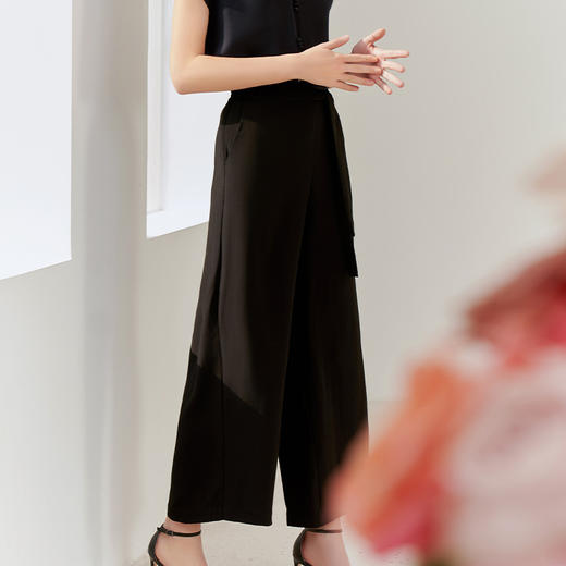 【桑蚕丝阔腿裤】23年春夏新品女士桑蚕丝阔腿裤纯色黑色百搭九分裤 商品图2